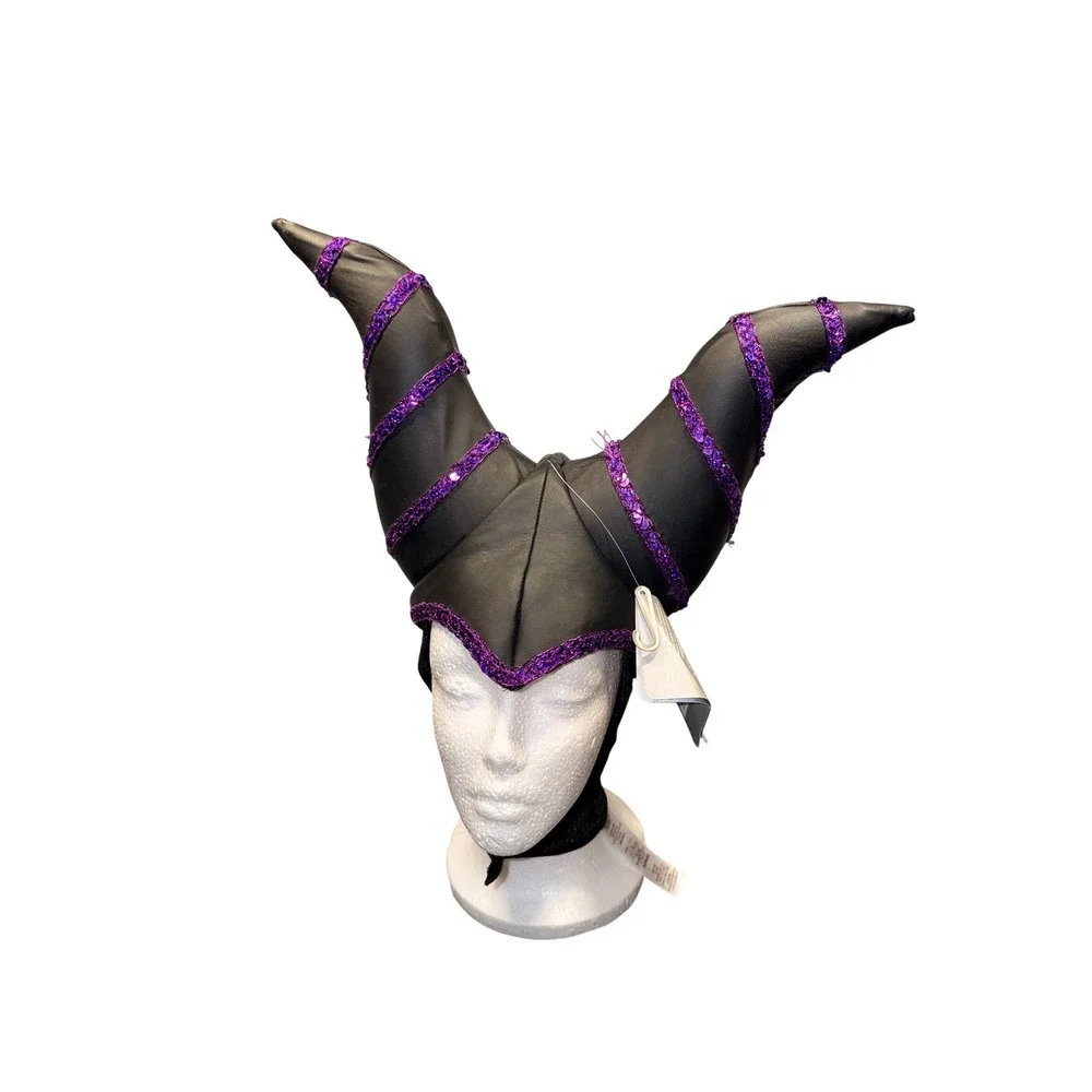 Disney‎ Parks Maleficent Villains Horns Headpiece Black Purple Sequin One Size